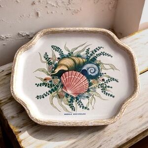 Elite Vintage Seashells Serving Metal Tray